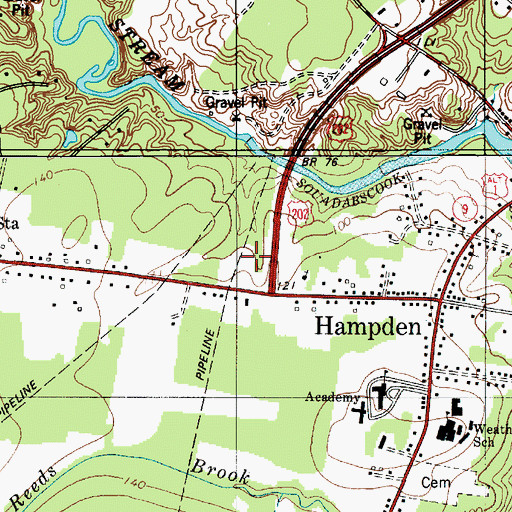 Topographic Map of Hampden Fire Department, ME