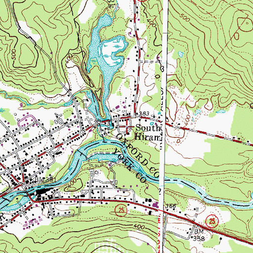 Topographic Map of Hiram Volunteer Fire Station South Hiram, ME