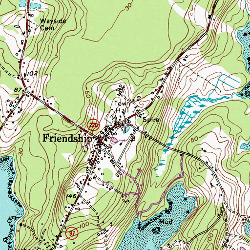 Topographic Map of Friendship Volunteer Fire Department, ME