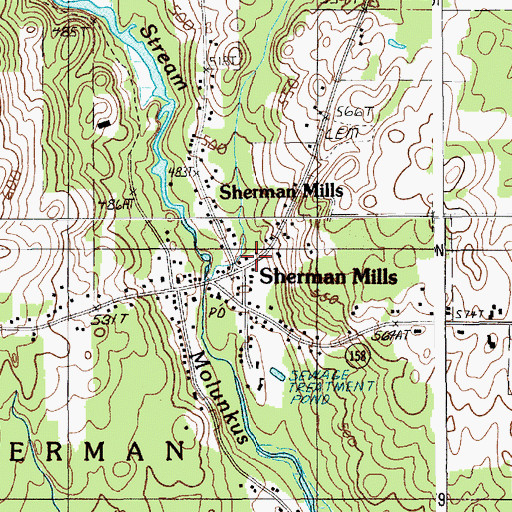 Topographic Map of Sherman Volunteer Fire Department, ME