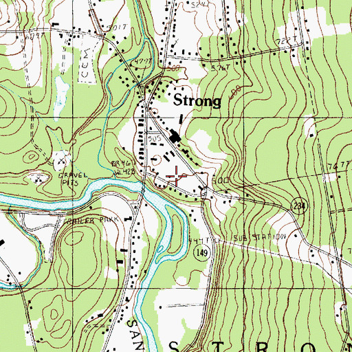 Topographic Map of Strong Fire Department, ME