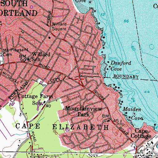 Topographic Map of Cape Elizabeth Cape Cottage Fire Station, ME