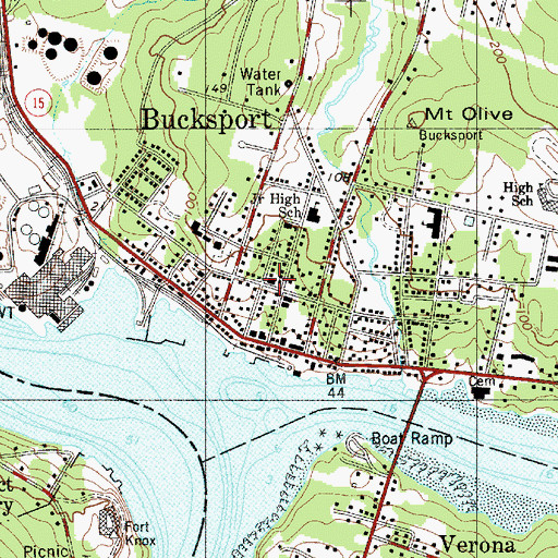 Topographic Map of Bucksport Public Safety Fire Station, ME