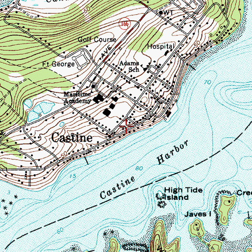 Topographic Map of Castine Fire Rescue Department, ME