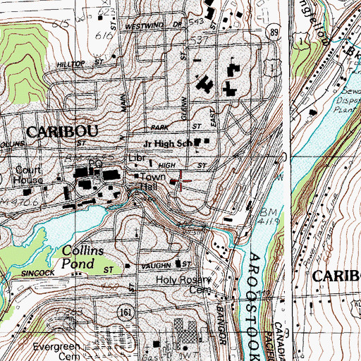 Topographic Map of Caribou Fire Department and Ambulance Department, ME