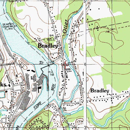 Topographic Map of Bradley Volunteer Fire Department, ME