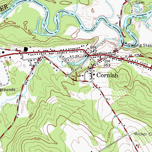 Topographic Map of Cornish Volunteer Fire Station, ME