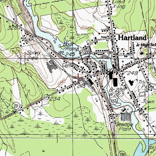 Topographic Map of Hartland Volunteer Fire Department, ME