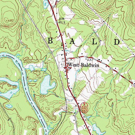 Topographic Map of West Baldwin Fire Station, ME