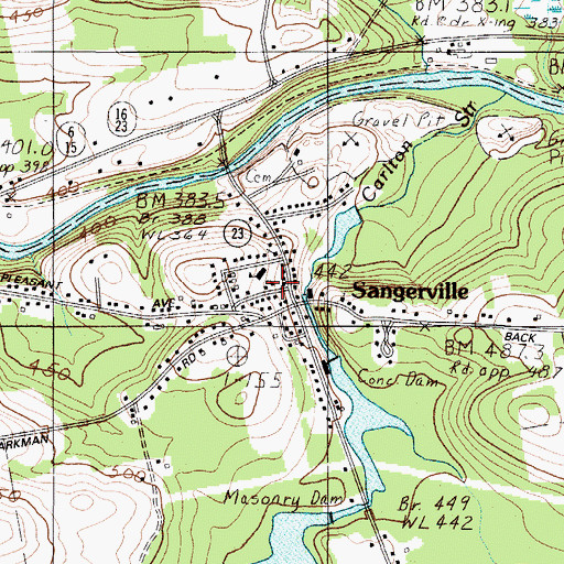 Topographic Map of Sangerville Volunteer Fire Department, ME