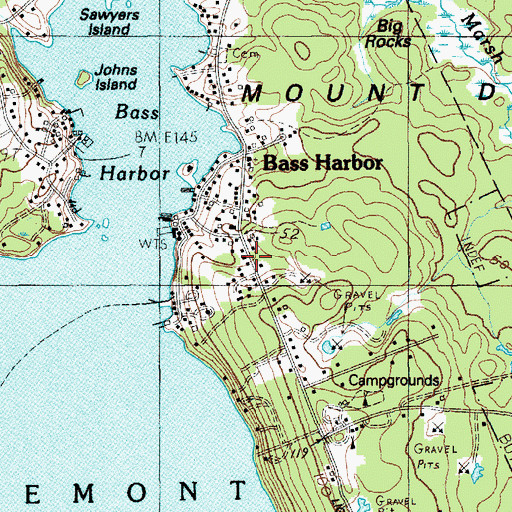 Topographic Map of Tremont Volunteer Fire Department - Bass Harbor Station, ME