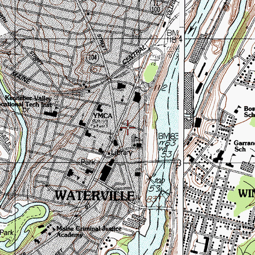 Topographic Map of Waterville Fire Department, ME