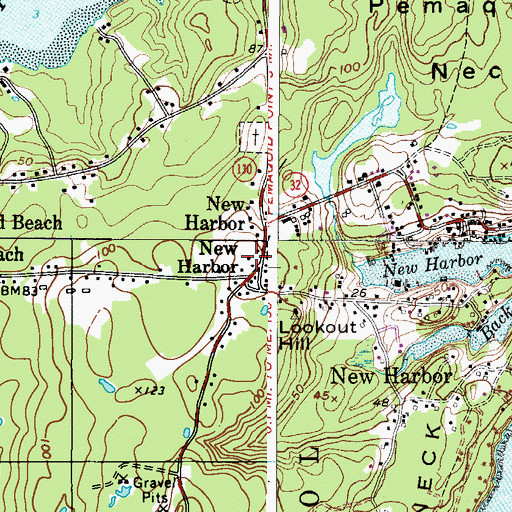 Topographic Map of Bristol Fire Department New Harbor, ME