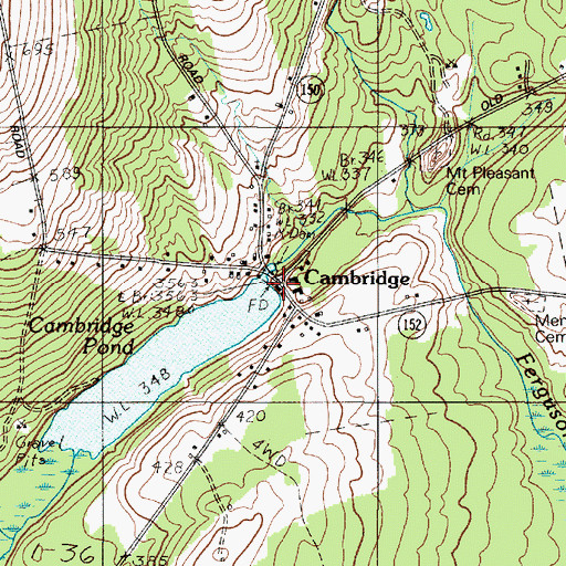 Topographic Map of Cambridge Fire Department, ME