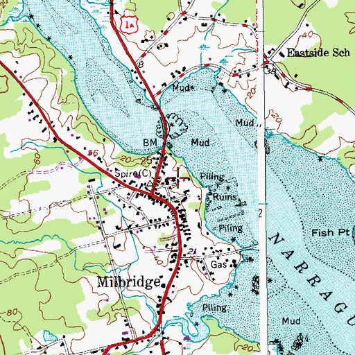 Topographic Map of Milbridge Volunteer Fire Department, ME