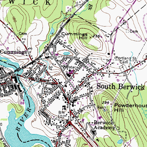 Topographic Map of South Berwick Fire Station, ME