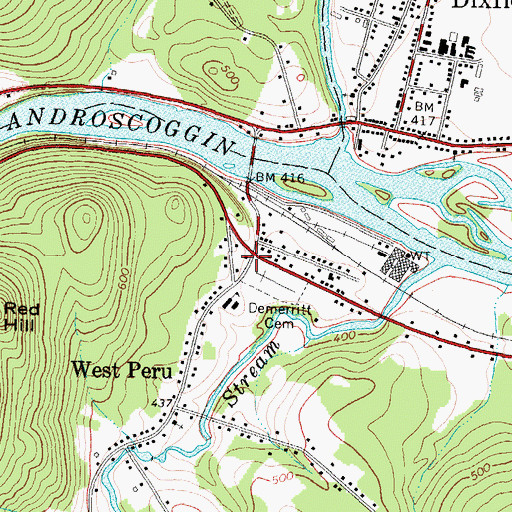 Topographic Map of Peru Fire Department, ME