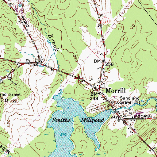 Topographic Map of Morrill Volunteer Fire Station, ME