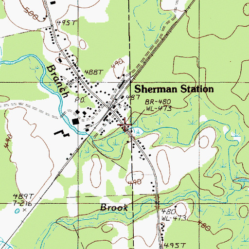 Topographic Map of Stacyville Volunteer Fire Department, ME