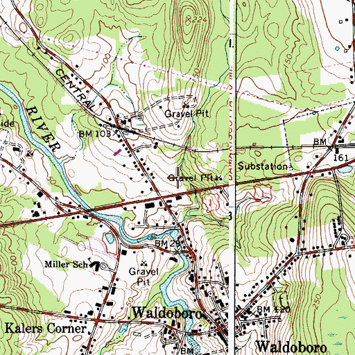 Topographic Map of Waldoboro Volunteer Fire Department, ME