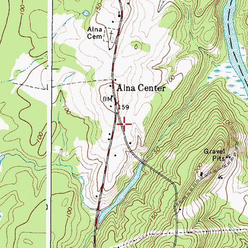 Topographic Map of Alna Volunteer Fire Department, ME