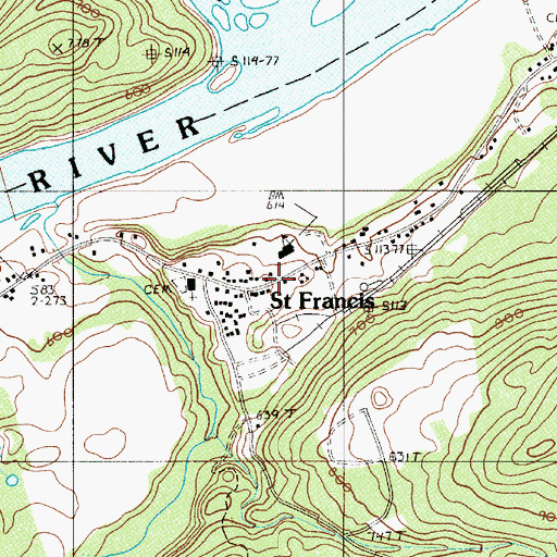 Topographic Map of Saint Frances Fire Department, ME