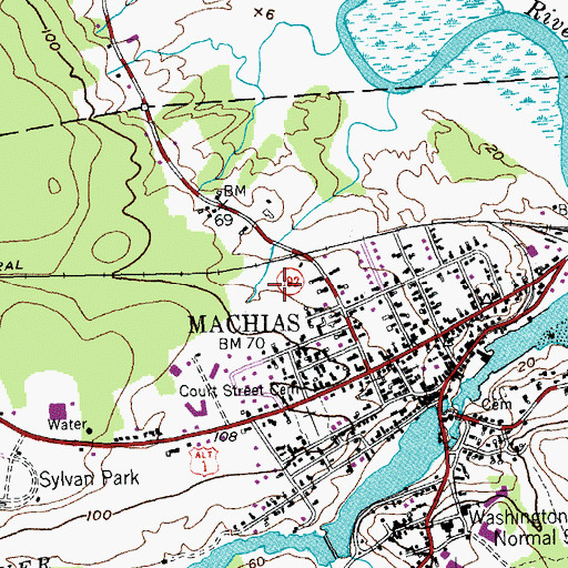 Topographic Map of Machias Fire Department, ME