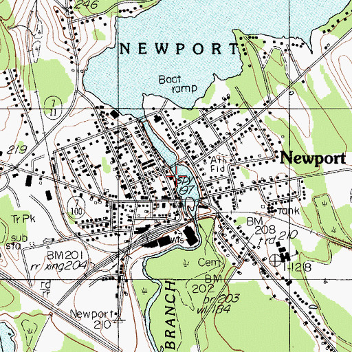 Topographic Map of Newport Fire Department, ME