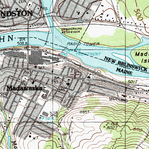 Topographic Map of Madawaska Fire Department, ME