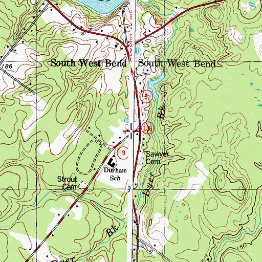 Topographic Map of Durham Fire and Rescue Station, ME