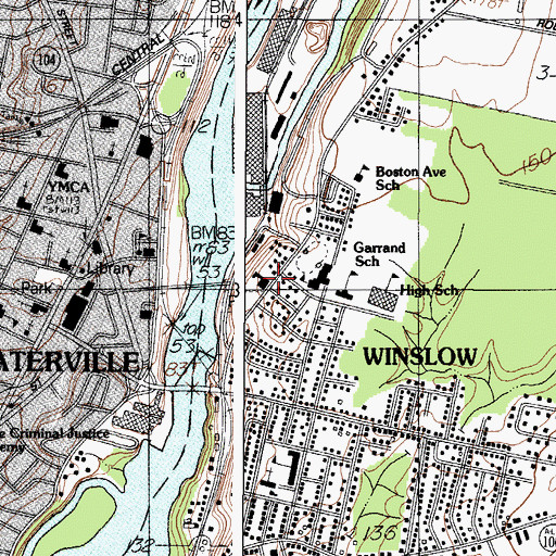 Topographic Map of Winslow Fire Department, ME