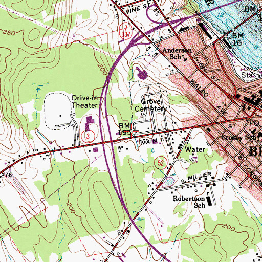 Topographic Map of Belfast Volunteer Fire Department, ME