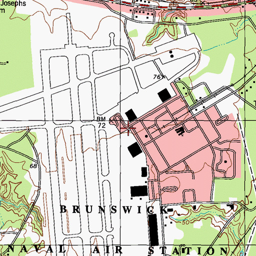 Topographic Map of Brunswick Naval Air Station Fire Department, ME