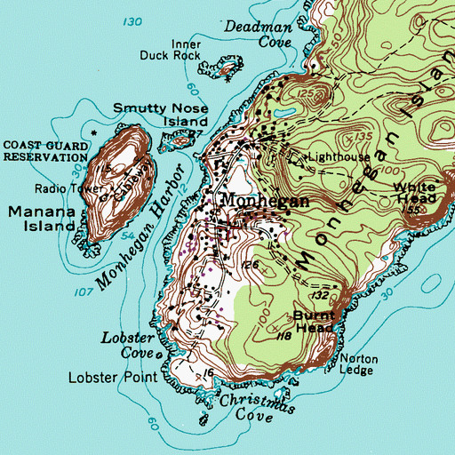 Topographic Map of Monhegan Fire Department Station 1, ME
