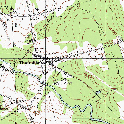 Topographic Map of Thorndike Fire Department, ME