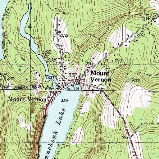 Topographic Map of Mount Vernon Fire and Rescue Station 2, ME