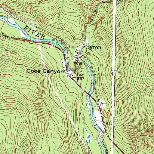 Topographic Map of Byron Volunteer Fire Station, ME