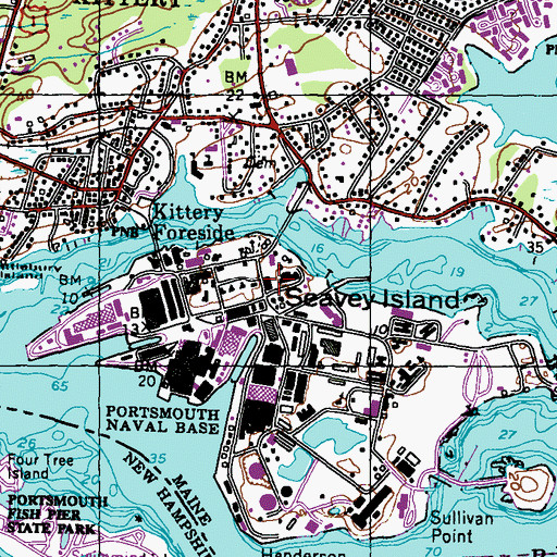 Topographic Map of Portsmouth Naval Shipyard Fire Department, ME