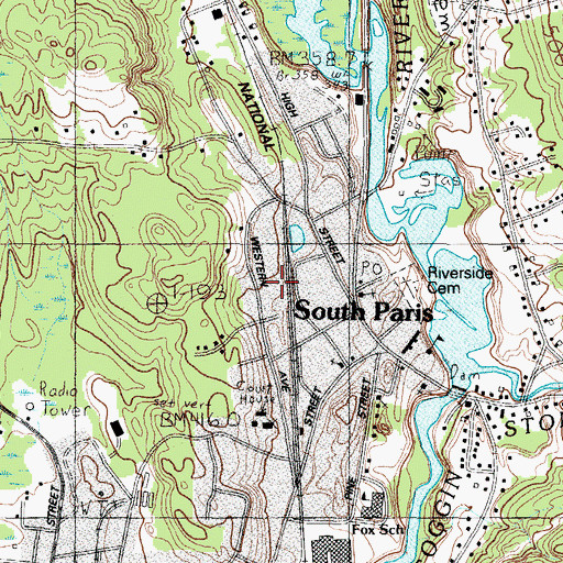 Topographic Map of Paris Fire Department, ME