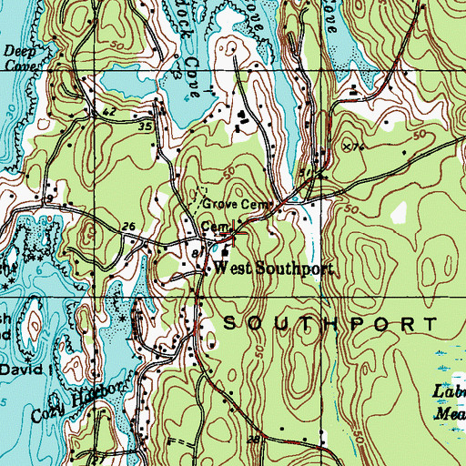 Topographic Map of Southport Volunteer Main Fire Station, ME