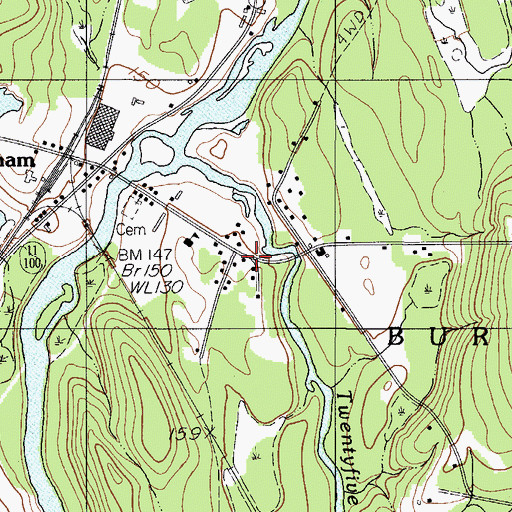 Topographic Map of Burnham Fire Department Station 1, ME
