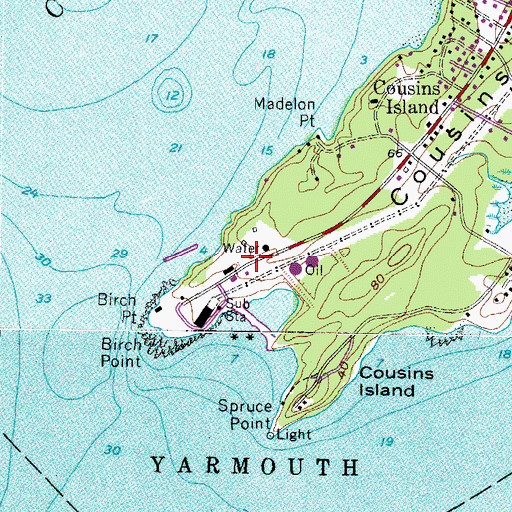 Topographic Map of Yarmouth Fire and Rescue Wyman Station, ME