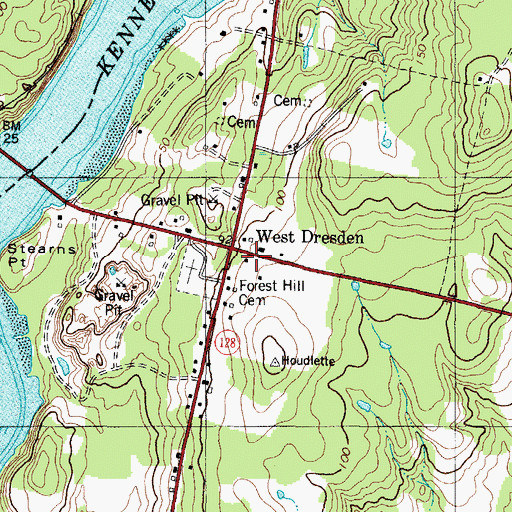 Topographic Map of Dresden Volunteer Fire Department Station 2, ME