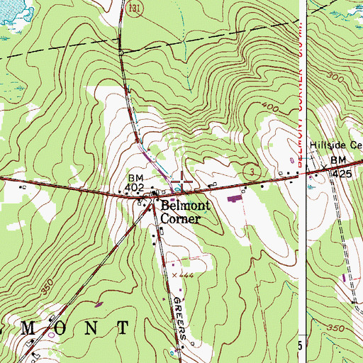 Topographic Map of Belmont Volunteer Fire Department, ME