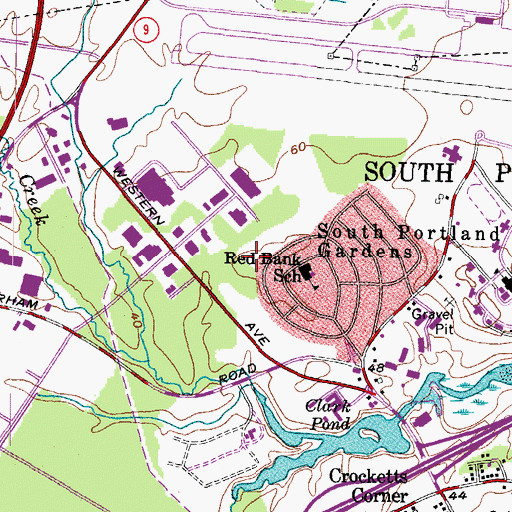 Topographic Map of South Portland Western Avenue Fire Station, ME