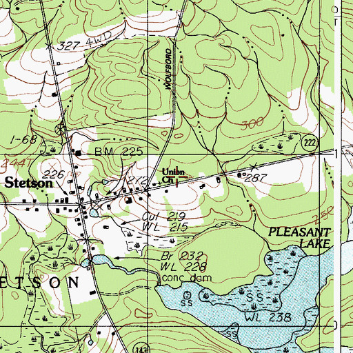 Topographic Map of Stetson Volunteer Fire Department, ME
