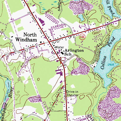 Topographic Map of Windham Fire Department District 2, ME