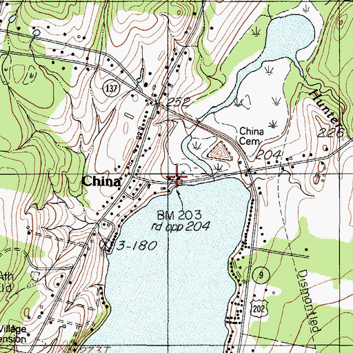 Topographic Map of China Volunteer Fire Department China Village Station, ME
