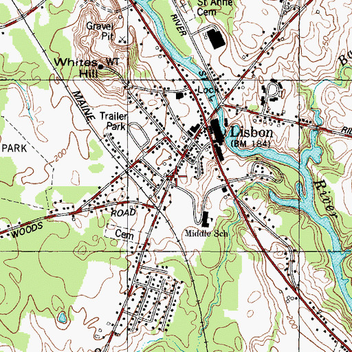 Topographic Map of Lisbon Fire Department Smith Hose Company, ME