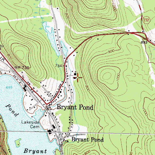 Topographic Map of Woodstock Fire Department, ME